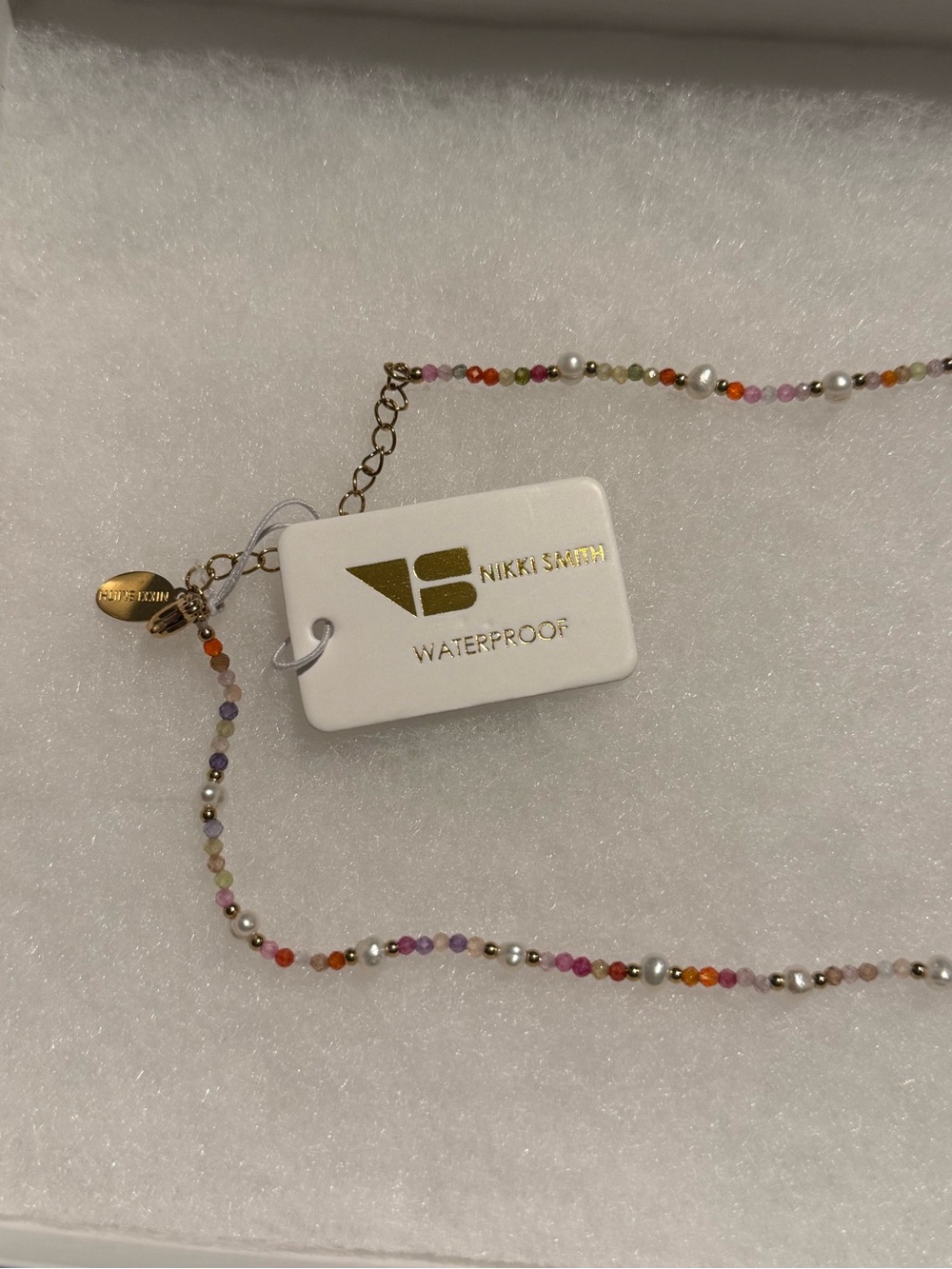Nikki Smith Gold-Accent Multicolor Rainbow Beaded Necklace Pearls Choker - Picture 4 of 8